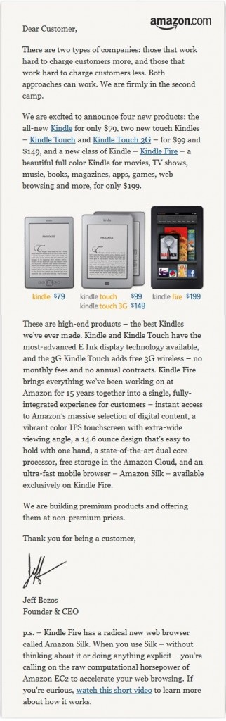 Amazon Kindle Sales Letter